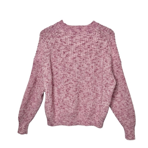 J. Crew Pink Marled Cotton Blend Women’s Chunky Crew Neck Preppy Sweater Sz M - Picture 8 of 11